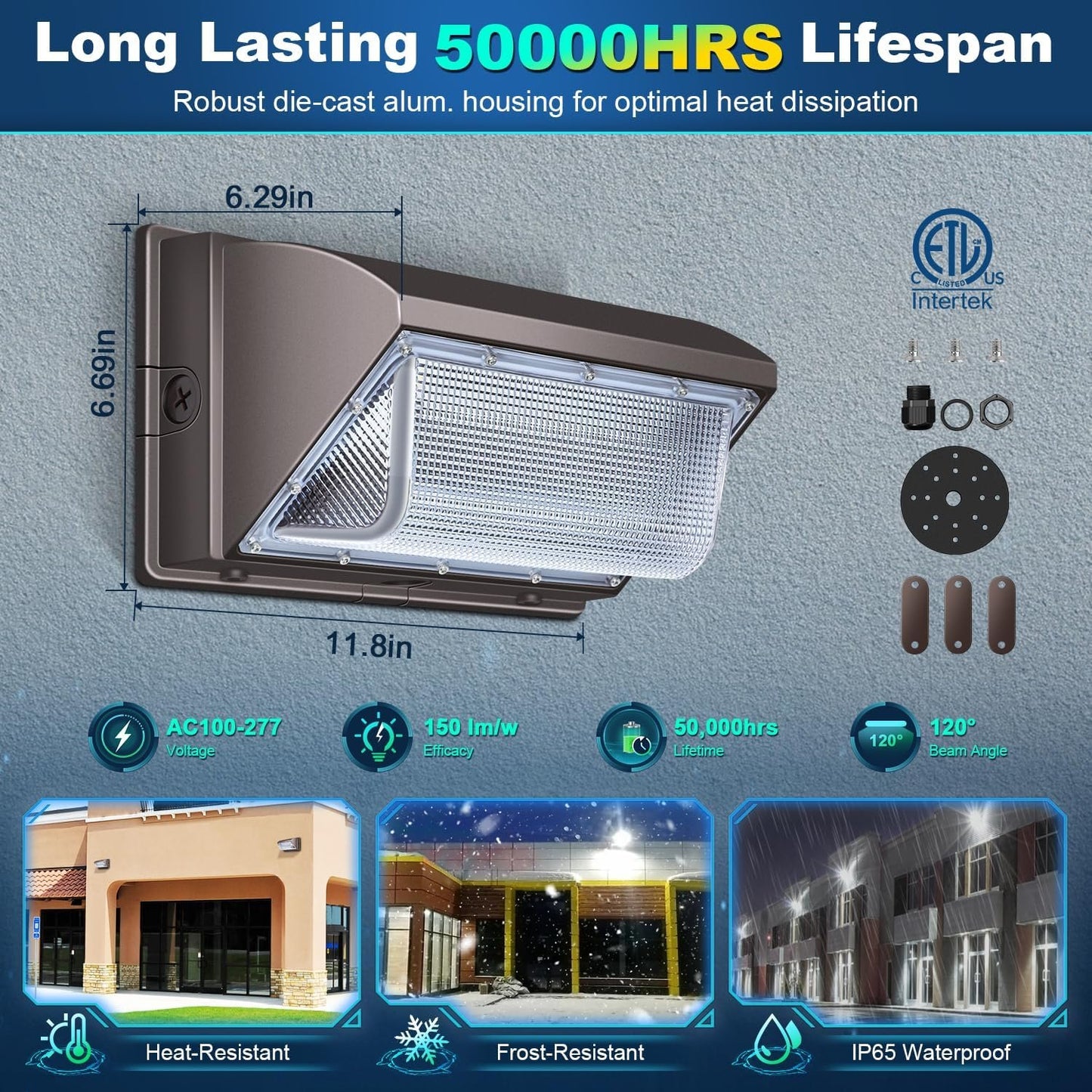 LEDMO 120W LED Wall Pack Light, 5000K Outdoor Security Flood Lighting, 15840LM Commercial Wall Light with IP65 Waterproof for Parking Lots, Yard (4Pack)