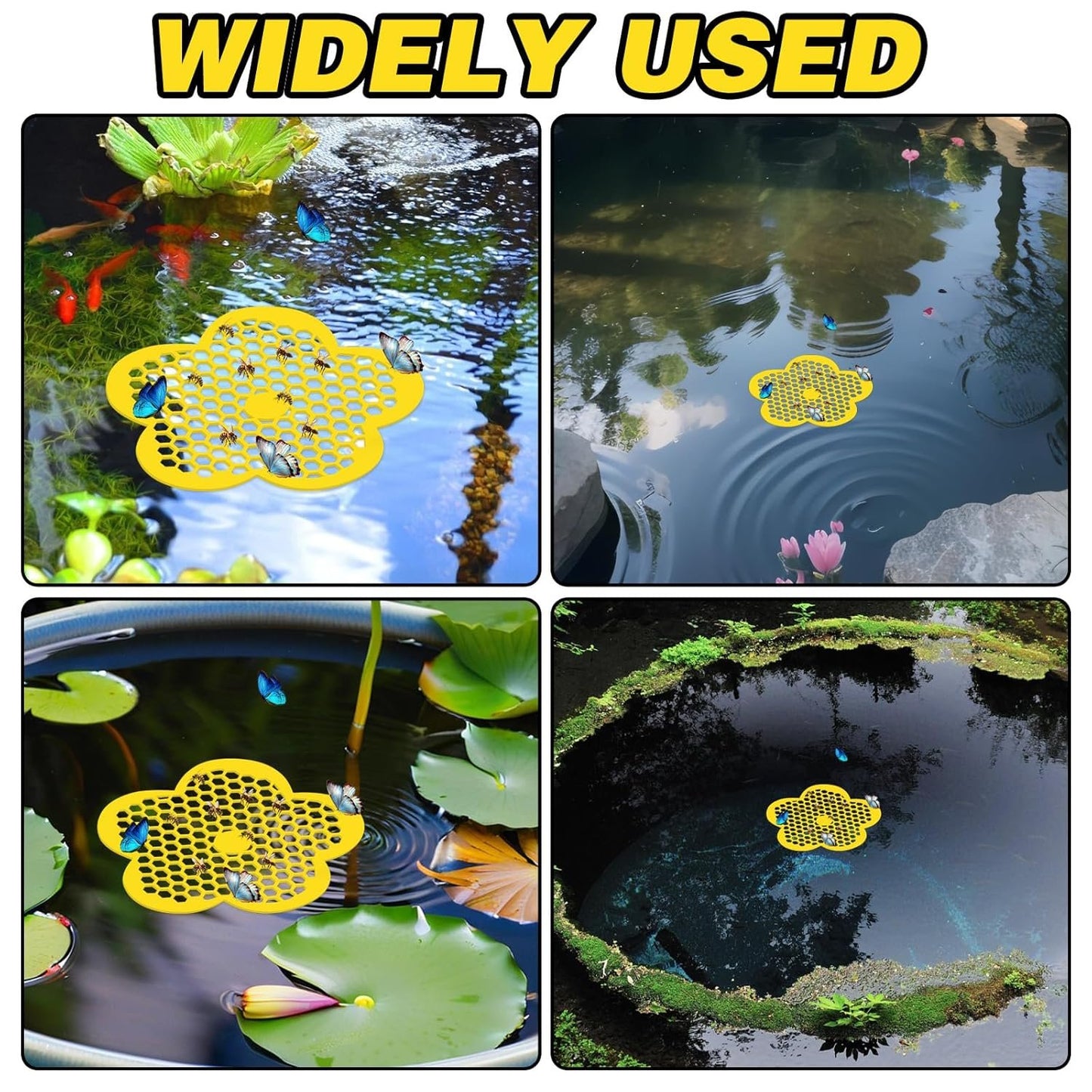 4Pcs Floating Bee Feeder 8.66in Flower Watering Station, Butterfly Waterer EVA Material for Outdoor Garden Bee Feeding Décor Thirsty Pollinators Flower Shape