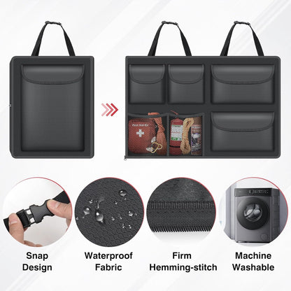Hanging Trunk Organizer for SUV, Super Capacity Detachable Car Trunk Organizers Back Seat, Foldable Cargo Storage Bag with 7 Pockets & Adjustable Straps for SUVs, Jeeps, Minivans, Maximize Your Space