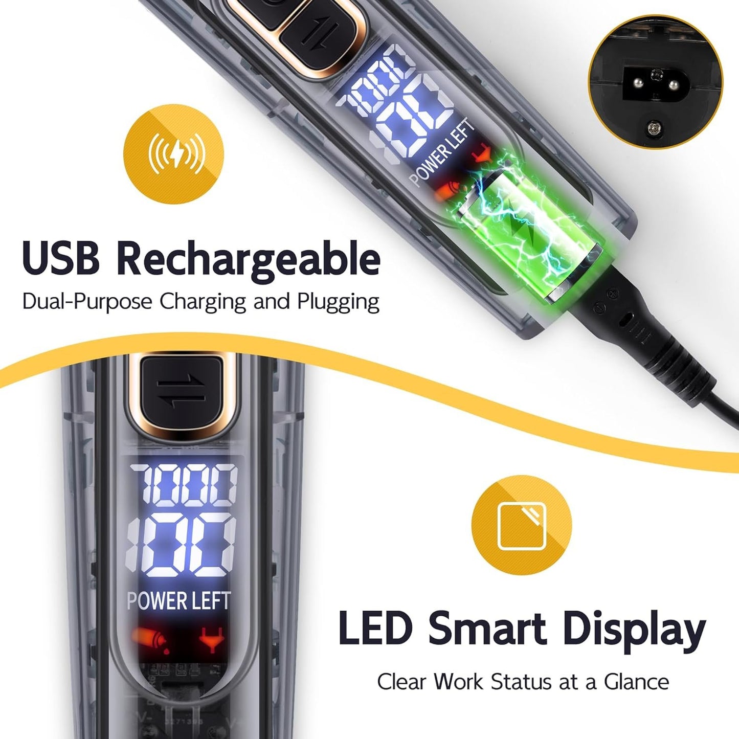 FURBONA Dog Grooming Kit with LED Display, 3-Speed, Low Noise, Rechargeable, Cordless, Waterproof Clippers for Dogs Cats Small & Large Pets with Thick Coats