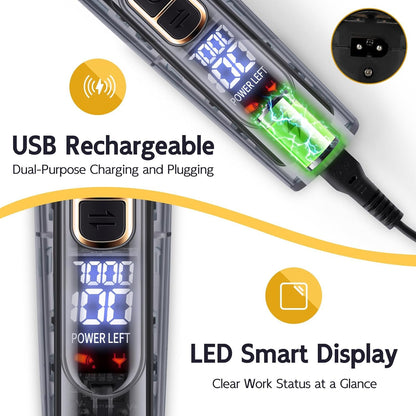 FURBONA Dog Grooming Kit with LED Display, 3-Speed, Low Noise, Rechargeable, Cordless, Waterproof Clippers for Dogs Cats Small & Large Pets with Thick Coats