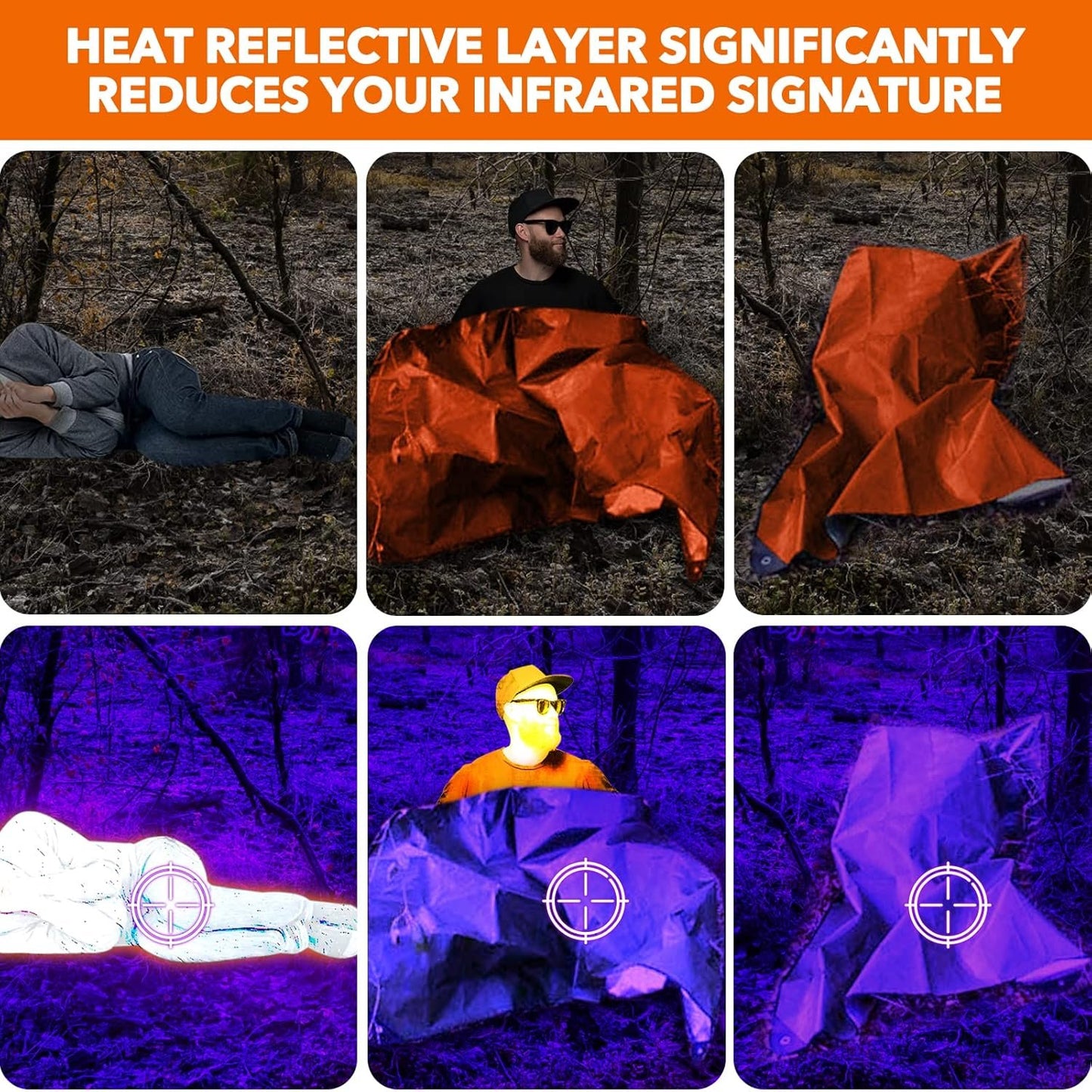 E EASTSTORM 210 x 150 cm Thickened Emergency Blanket Sleeping Bag Survival Bivvy Bag Rescue Blankets Tarp Waterproof Thermal Blanket Tarp Tent Tarp Ultralight Cold Protection for Camping