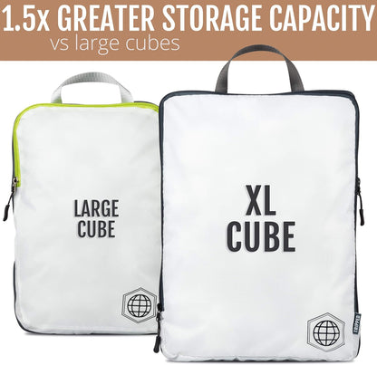 Extra Large Compression Packing Cube 6 Piece Set for Travel and Check Luggage (White/Grey)