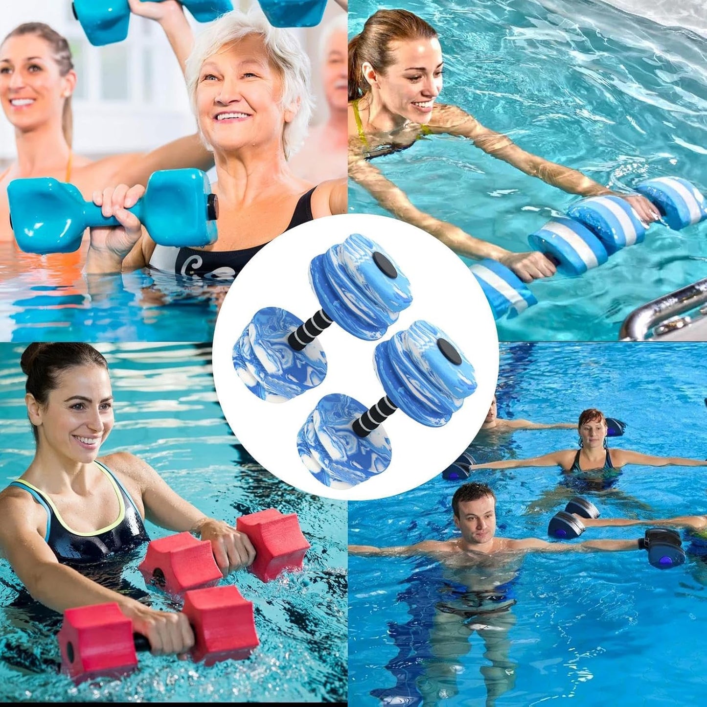 Dumbbell Set, Pool Weights Water, 10.63in Exercise Floating Lightweight, Foam Eva Equipment, Waterproof Design for Fitness Gear, Swimming, Pool Workout, Resistance Exercise