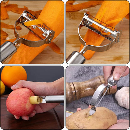 Stainless Steel Blade Vegetable Peeler Julienne and Apple Corer Remover Tool-for Fruit, Potato, Carrot, Cucumber, Kitchen, Home Staple.Kitchen Gadgets.3pack