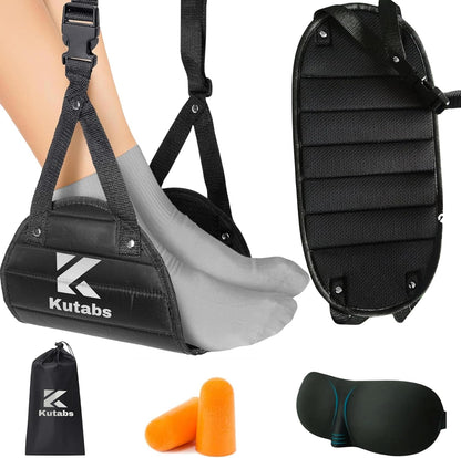 KUTABS Foot Hammock for Plane or Travel Pillow - Airplane Foot Hammock and Plane Foot Rest - Ultimate Travel Accessories with Sleep Mask and Ear Plugs