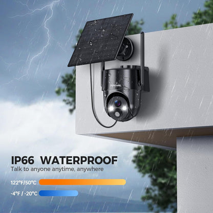 4G LTE Cellular Solar Security Camera Wireless Outdoor, No WiFi Solar Powered Camera, 360° Live View, 2K Color Night Vision, PIR Detection, 2-Way Audio, Motion Alert, Built in SIM Card, Easier to use