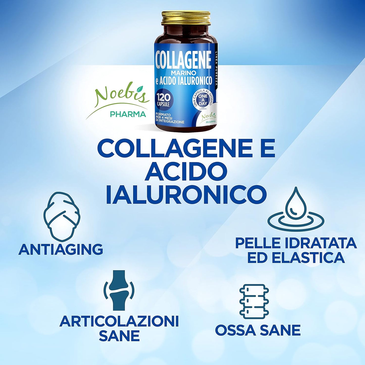 Marine Collagen and Hyaluronic Acid: Supplement for Skin, Bones and Joints | 120 Capsules - 4 Months Supply