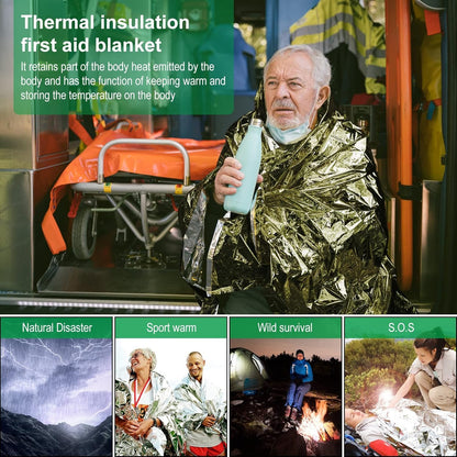 Mitening Emergency Tent, Portable Emergency Sleeping Bag, Emergency Tent, Waterproof Survival Sleeping Bag, Heat Repellent, First Aid Rescue Blankets, Ultralight Bivouac Bag for Outdoor Camping and