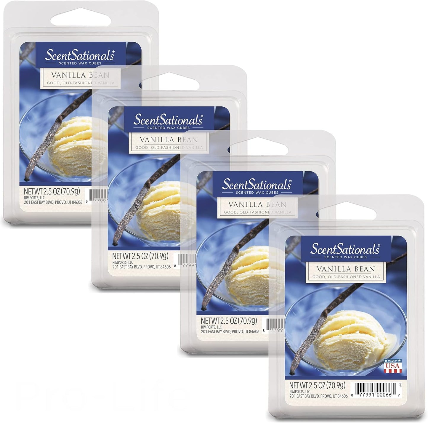 Scentsationals Scented Wax Cubes - Vanilla Bean - Fragrance Wax Melts Pack, Electric Home Warmer Tart, Wickless Candle Bar Air Freshener, Spa Aroma Decor Gift - 10oz (24-Cubes)