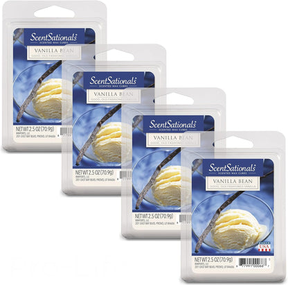 Scentsationals Scented Wax Cubes - Vanilla Bean - Fragrance Wax Melts Pack, Electric Home Warmer Tart, Wickless Candle Bar Air Freshener, Spa Aroma Decor Gift - 10oz (24-Cubes)