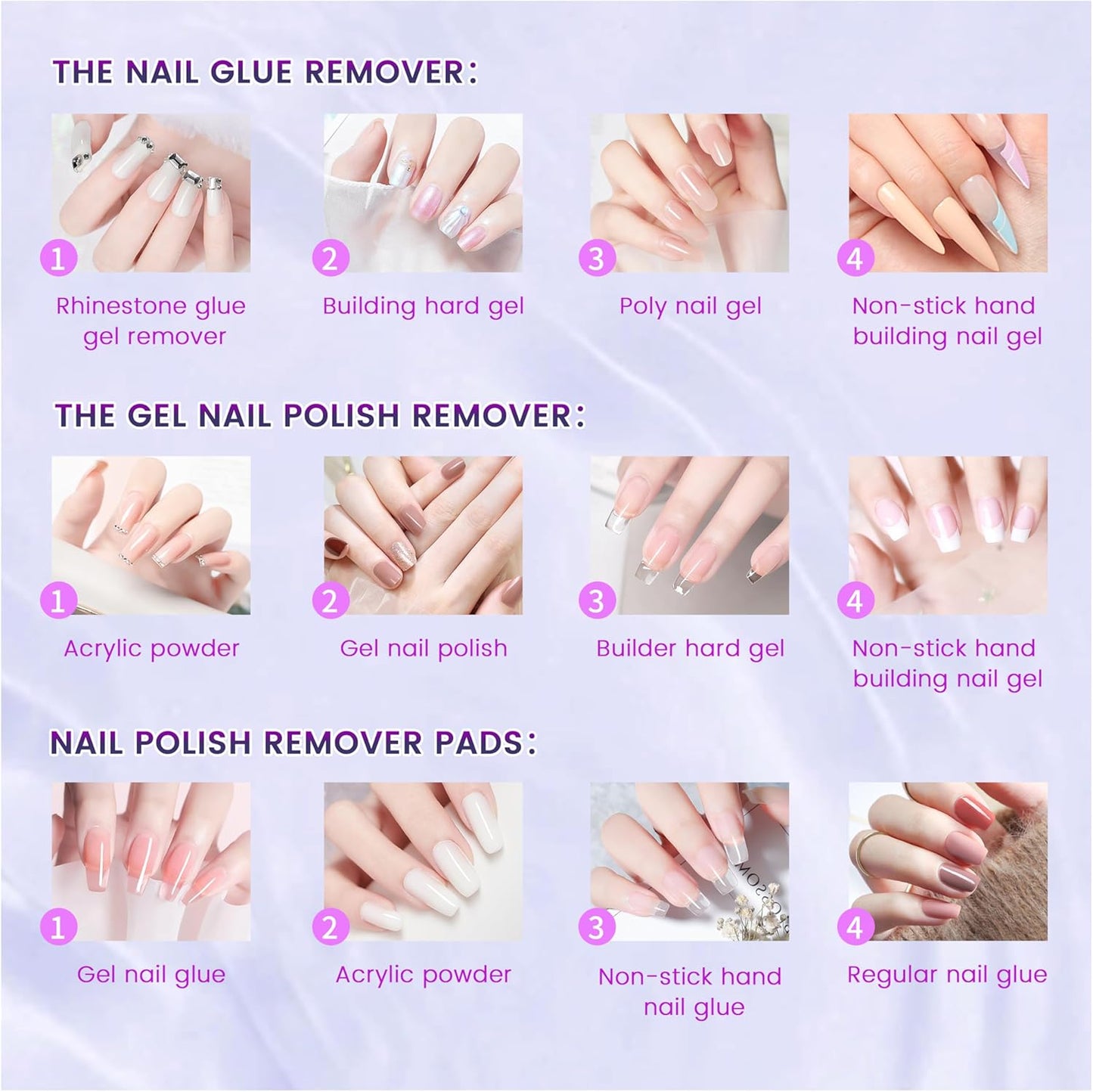 AIJIMEI Gel Nail Polish Remover-15ml/0.5fl.oz Nail Gel Polish Remover Kit Remover Quickly Nail Care with Nail Glue Remover,Nail Cuticle Oil,Nail Polish Remover Pads for Nails