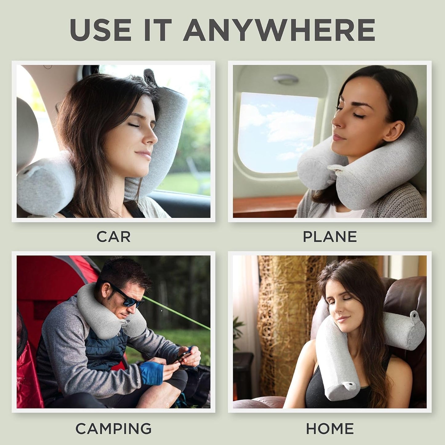 Twist Memory Foam Travel Pillow for Neck Chin Lumbar and Leg Support - for Traveling on Airplane Bus Train or at Home - Best for Side Stomach and Back Sleepers - Adjustable Bendable Roll Pillow