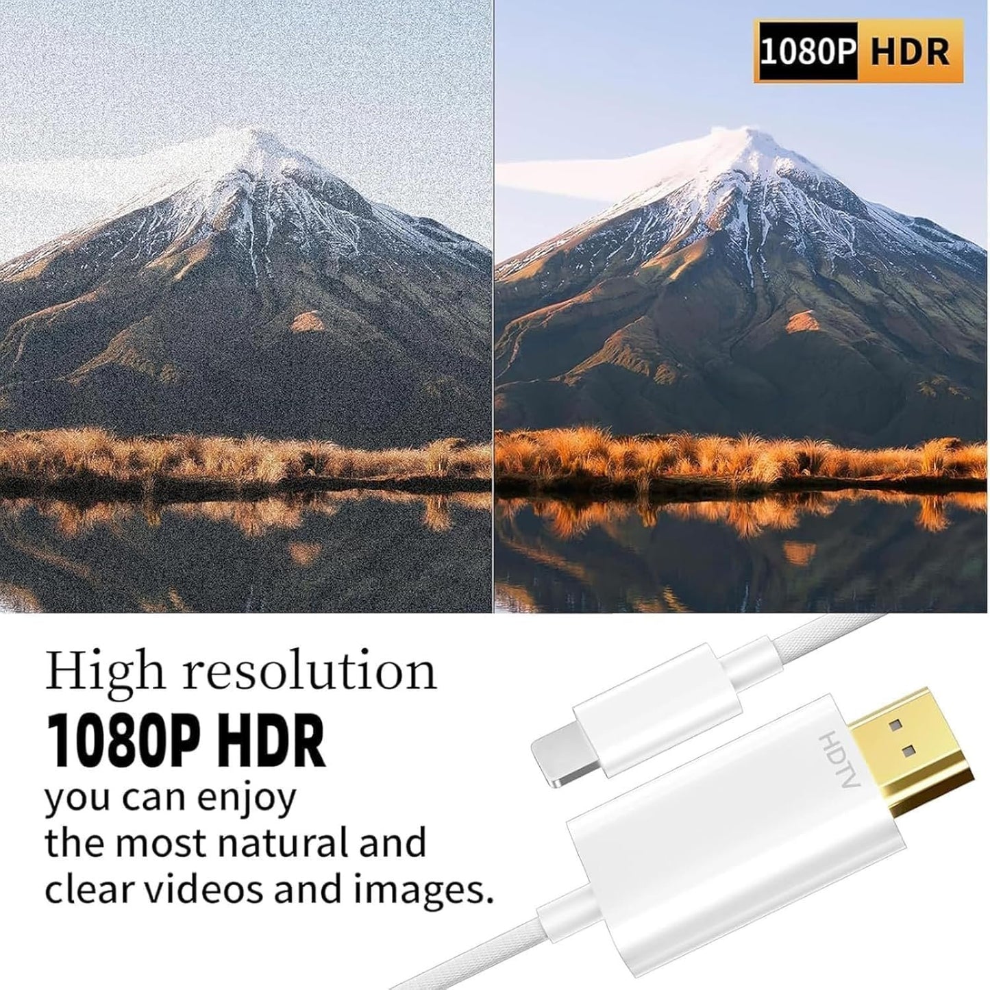 Oliveria iPhone to HDMI Adapter for TV, iPhone to HDMI Cable, HD-MI to i-Phone Adapter, 1080P Digital AV Sync Screen Connector on HDTV/Monitor/Projector, Plug and Play-2 Meter