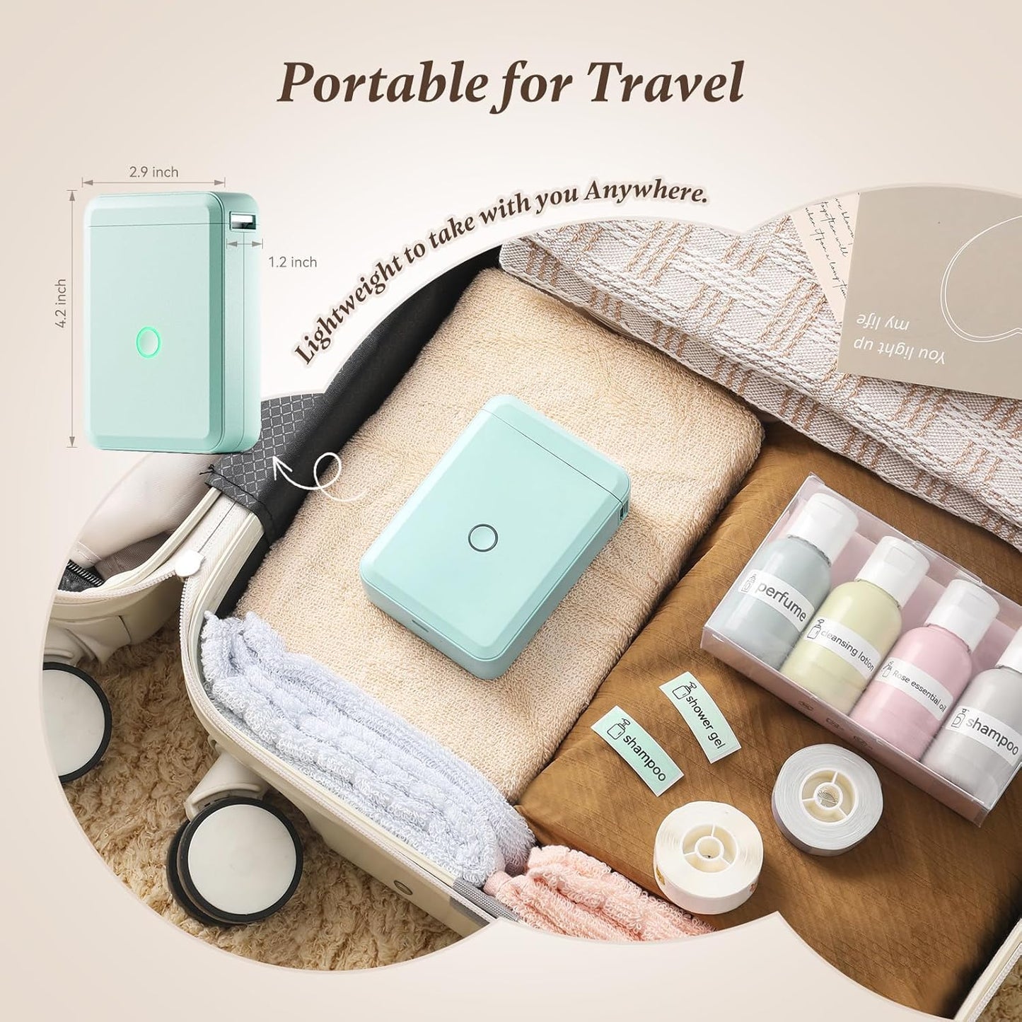 NIIMBOT D110 Label Maker Machine, Small Label Printer Bluetooth Connection Multiple Templates Available for Phone Easy to Use for Office Home Organization Rechargeable, Light Green