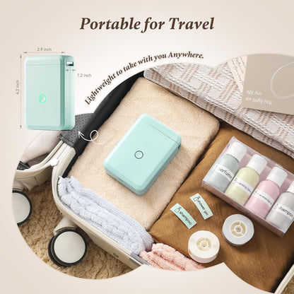 NIIMBOT D110 Label Maker Machine, Small Label Printer Bluetooth Connection Multiple Templates Available for Phone Easy to Use for Office Home Organization Rechargeable, Light Green