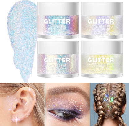 LANGMANNI Holographic Body Glitter Gel for Body, Face, Hair and Lip.Color Changing Glitter Gel Under Light. Vegan & Cruelty Free-1.35 oz (2# Sparkling Pink)