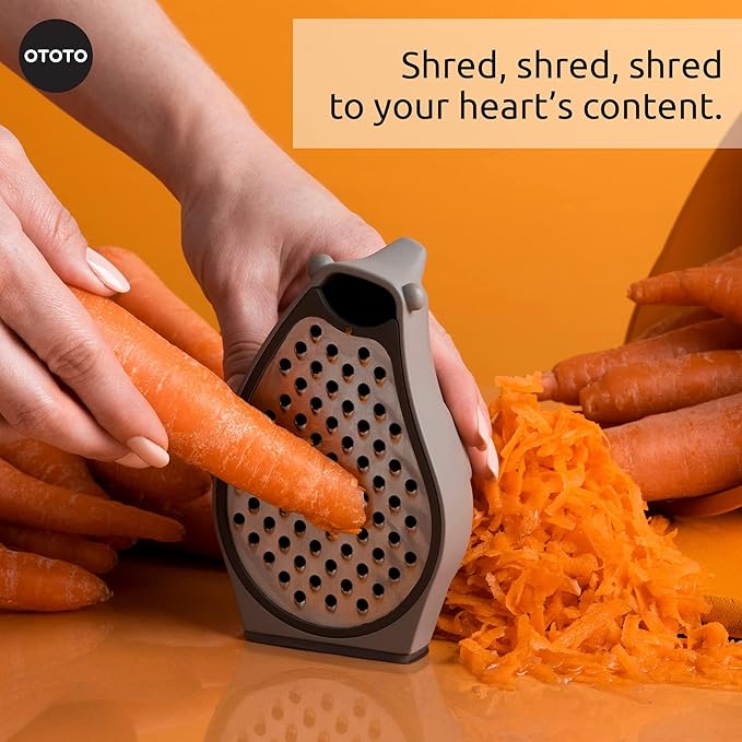 OTOTO Barry The Bear Box Cheese Grater - Compact Stainless Steel, BPA Free, Dishwasher Safe, Vegetable Shredder, Fun Kitchen Gadget, Cute Gifts