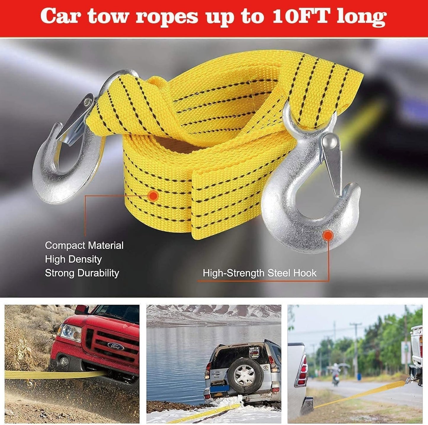 Car Emergency Kit,Multifunctional Roadside Assistance Auto Safety Tool with First Aid Kit, Jumper Cables, Tow Strap, Rain Coat, Tire Pressure Gauge for Your Car, Truck or SUV (Car Emergency Tool2)
