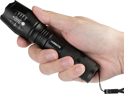 LED Emergency Handheld Flashlight, 4 Pack, Adjustable Focus, Water Resistant with 5 Modes, Best Tactical Torch for Hurricane, Dog Walking, Camping