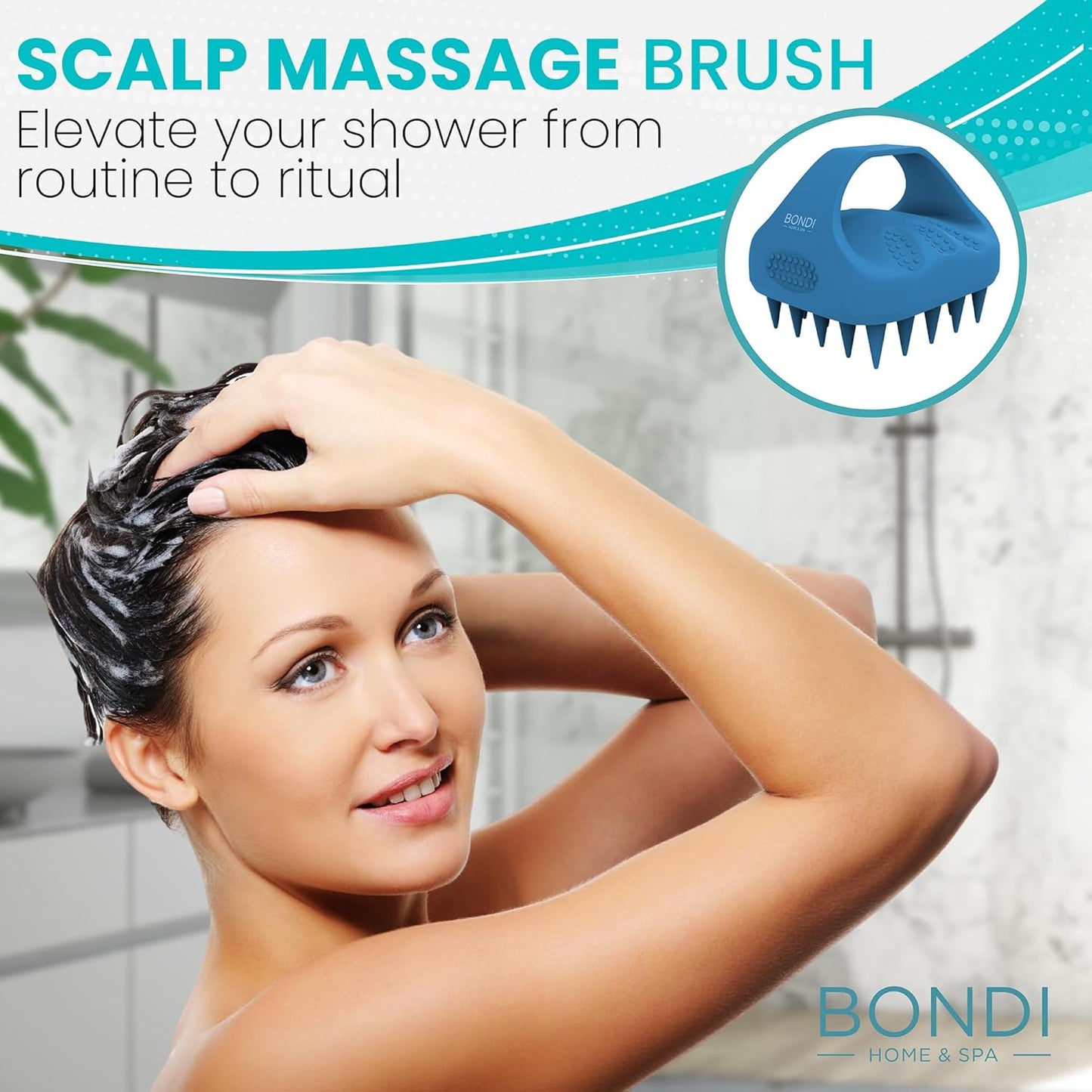 Bondi Home Spa - Hair Scalp Massager - Shampoo Brush for Scalp-Care - Promotes Healthy Hair Growth - 100% Premium Silicone Scalp Brush to Exfoliate & Refresh