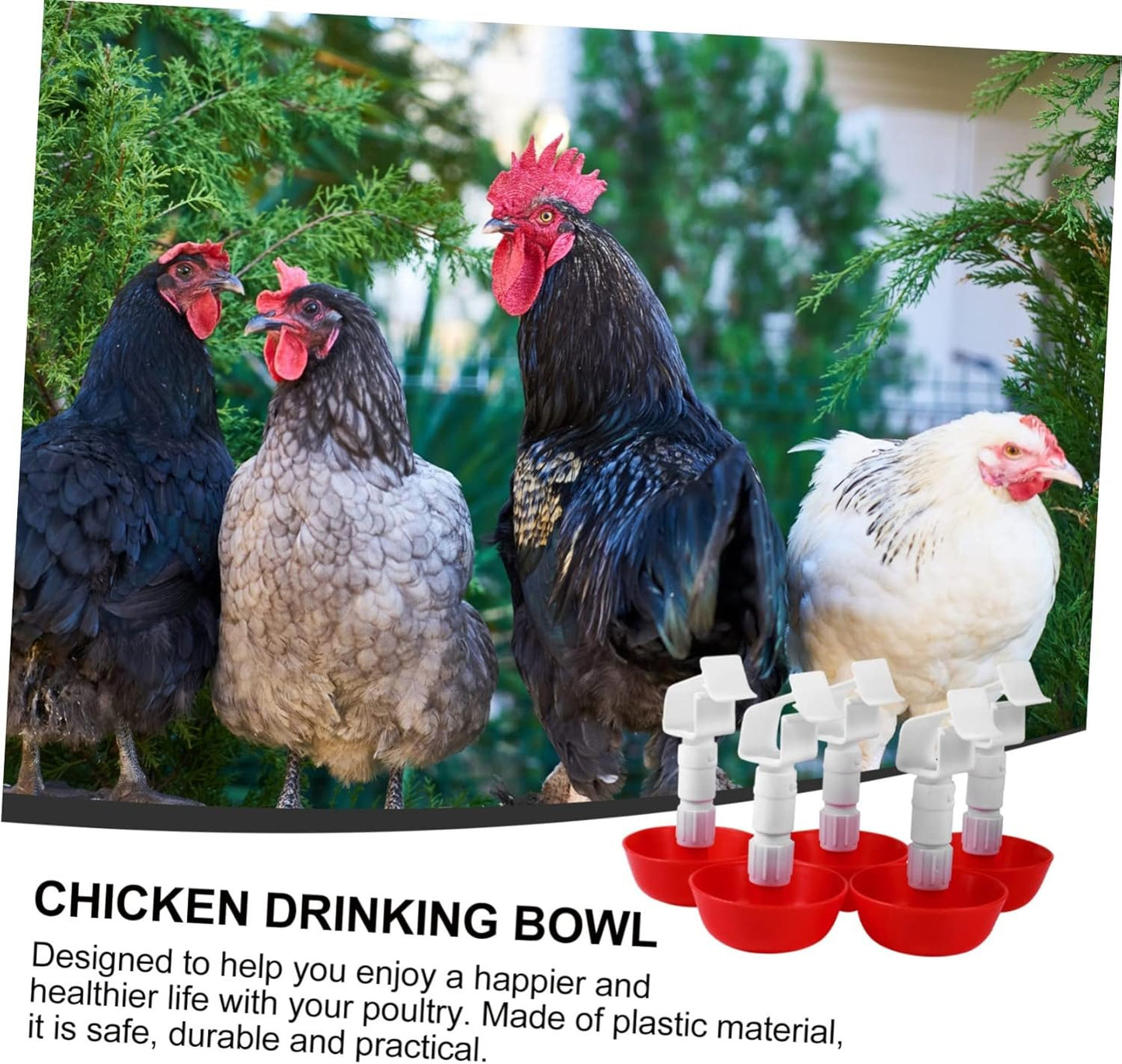 5 Pcs Chicken Bowl Automatic Broiler Drinkers Adjustable Drinkers Poultry Drinking Cups Chicken Feeding Cups Automatic Watering Drinkers Rooster Water Cup Pigeon Water Founder Red Plastic