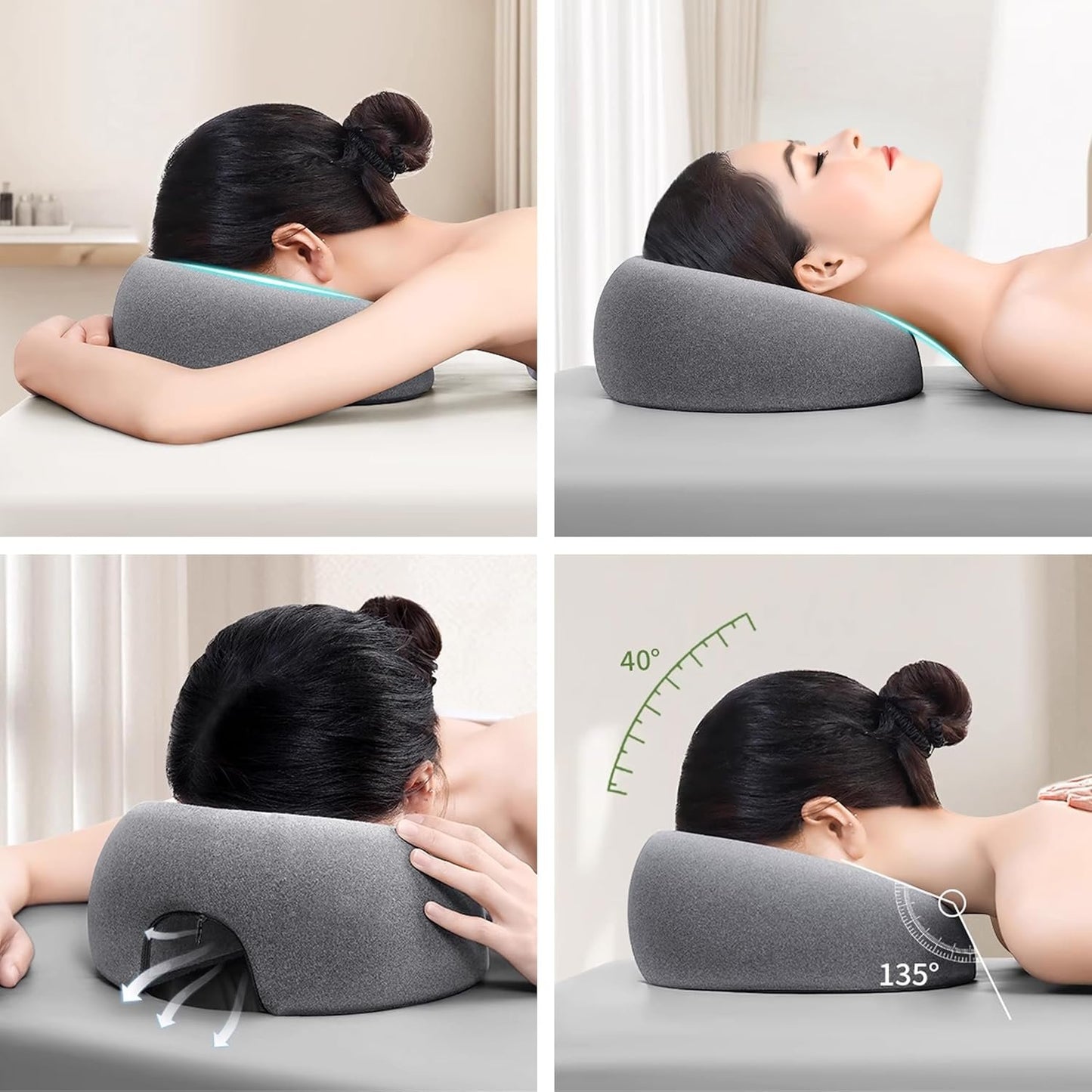 Face Pillow Massage Headrest for Bed Prone Down Sleeping，BBL Pillow After Surgery Post Eye Surgery Recovery & Vitrectomy Recovery Equipment Removable Cover