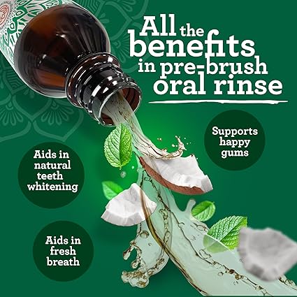 uruNanda Starter Pulling Oil Mouthwash for Natural Teeth Whitening, Coconut and Peppermint Oil for Fresh Breath & Happy Gums, Alcohol-Free, 8 Oz