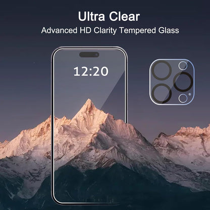 Ailun 3 Pack Screen Protector for iPhone 15 Pro [6.1 inch] + 3 Pack Camera Lens Protector,Case Friendly Tempered Glass Film,[9H Hardness] - HD