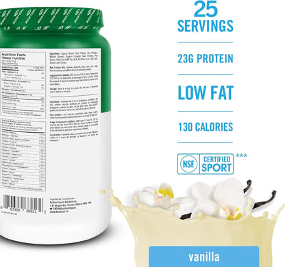 BioSteel Plant-Based Protein with Whole Grain Rice Protein, Pea Protein, and Hemp Protein, Chocolate, 825 Gram, vanilla