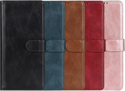 Cavor Wallet Case for Samsung Galaxy S21 Ultra 5G Case Crazy Horse Leather Flip Cover with S-Pen Pocket/S Pen Holder and Kickstand Card Slots Shockproof Protective Phone Cases-Black