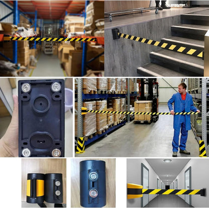 Retractable Belt Barrier Magnetic Wall Mount, Safety Cordon Barrier Queuing Safety Tape Cordon Temporary Crowd Control Tool Telescopic Wall Barrier(A,5m/16.4ft)