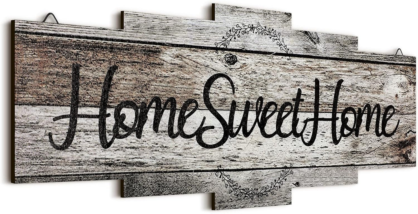 Jetec Home Sweet Home Sign, Rustic Wood Room Wall Decor, Farmhouse Plaque Wall Hanging Wooden Sign for Bedroom, Living Room, Wedding Decor(Gray)