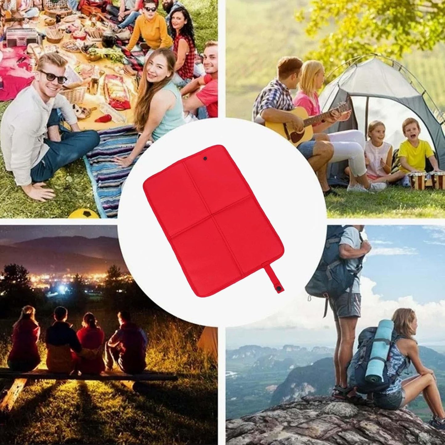 Sit Pad, Portable Insulated Seat Cushion, 15.55x11.22 Inches Multifunctional Lightweight Outdoor Gear, Travel Accessories for Camping Sporting Beach Festivals, Black