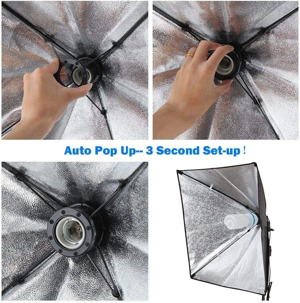 Vivider (TM) 2PCS Softbox Photography Continuous Lighting Kit 150W 5500K Bulbs 20"X28" Professional Photo Studio Equipment with 2M Adjustable Stand CFL Bulb for Video Filming Portraits