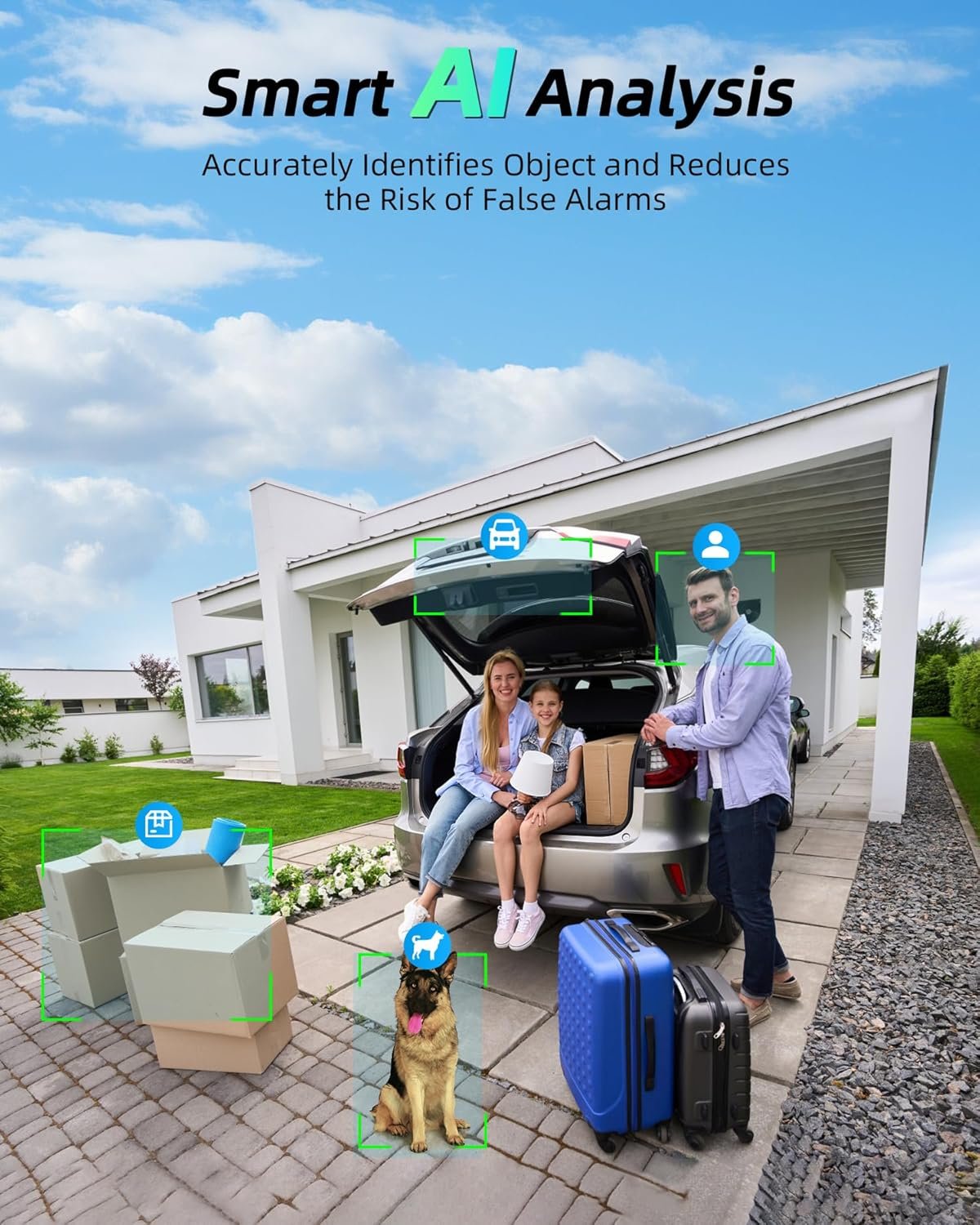 MaxiViz Solar Security Camera Wireless Outdoor, 360Â° View Cameras for Home Security Outside with AI Motion Detection, 2K Color Night Vision, Two-Way Talk, IP66 Weatherproof, SD/Cloud Storage (2 Pack)