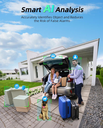 MaxiViz Solar Security Camera Wireless Outdoor, 360Â° View Cameras for Home Security Outside with AI Motion Detection, 2K Color Night Vision, Two-Way Talk, IP66 Weatherproof, SD/Cloud Storage (2 Pack)