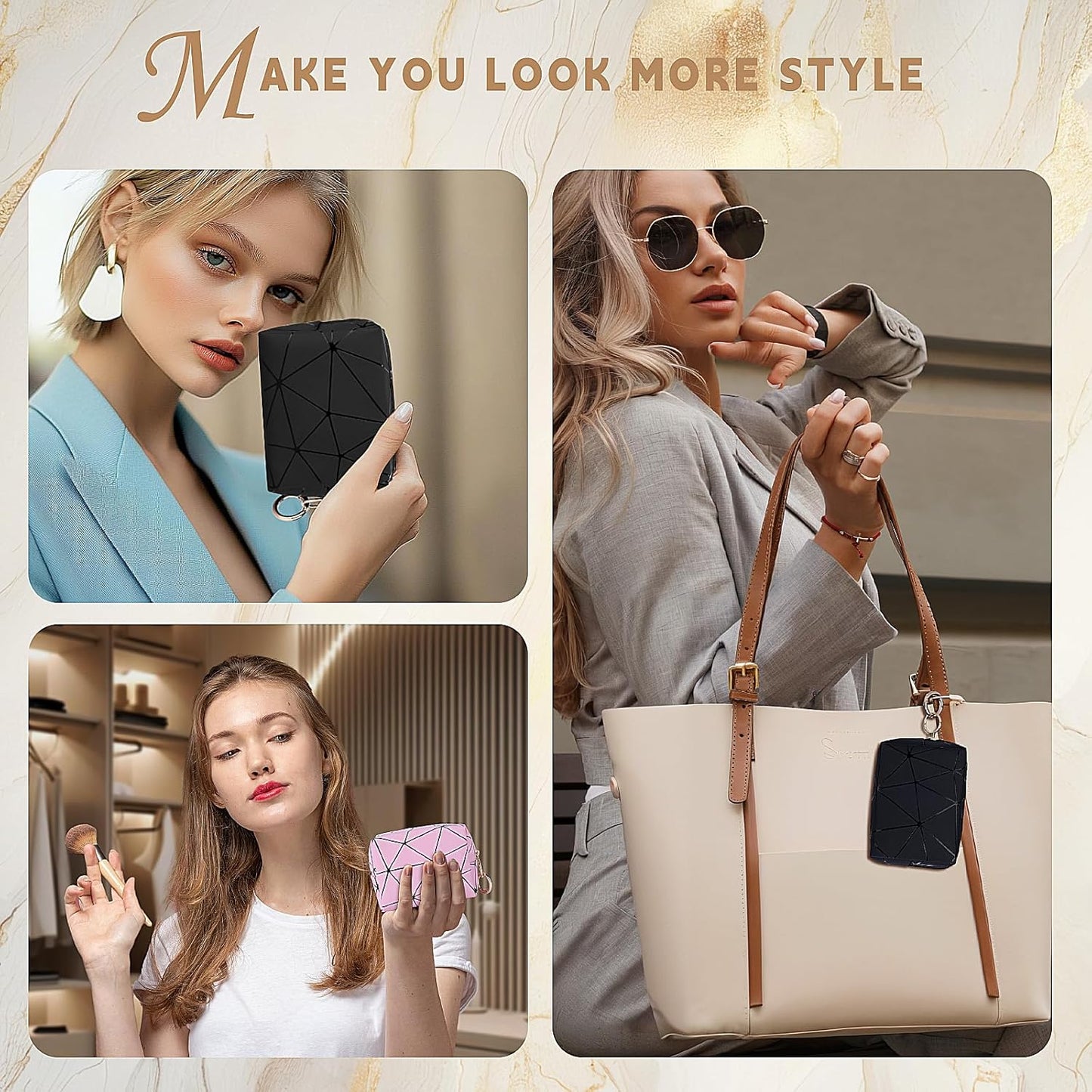 Women's Make-up Bag, Small PU Makeup Bag for Cosmetics, Women's Multifunctional Makeup Bag, Portable Travel Toiletry Bag, Waterproof Toiletry Bag, Gift Ideas, A-pink, Lipstick Organizer Bag