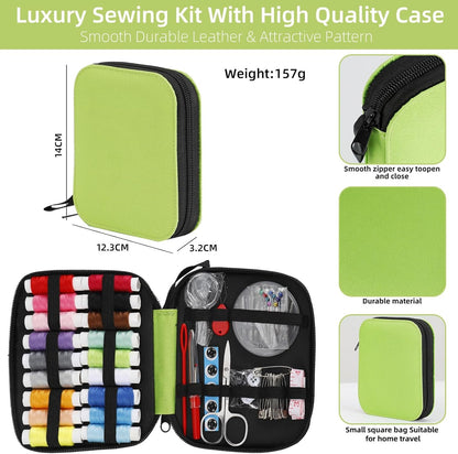 JUNING Sewing Kit with Case Portable Sewing Supplies for Home Traveler, Adults, Beginner, Emergency, Kids Contains Thread, Scissors, Needles,Measuring Tape