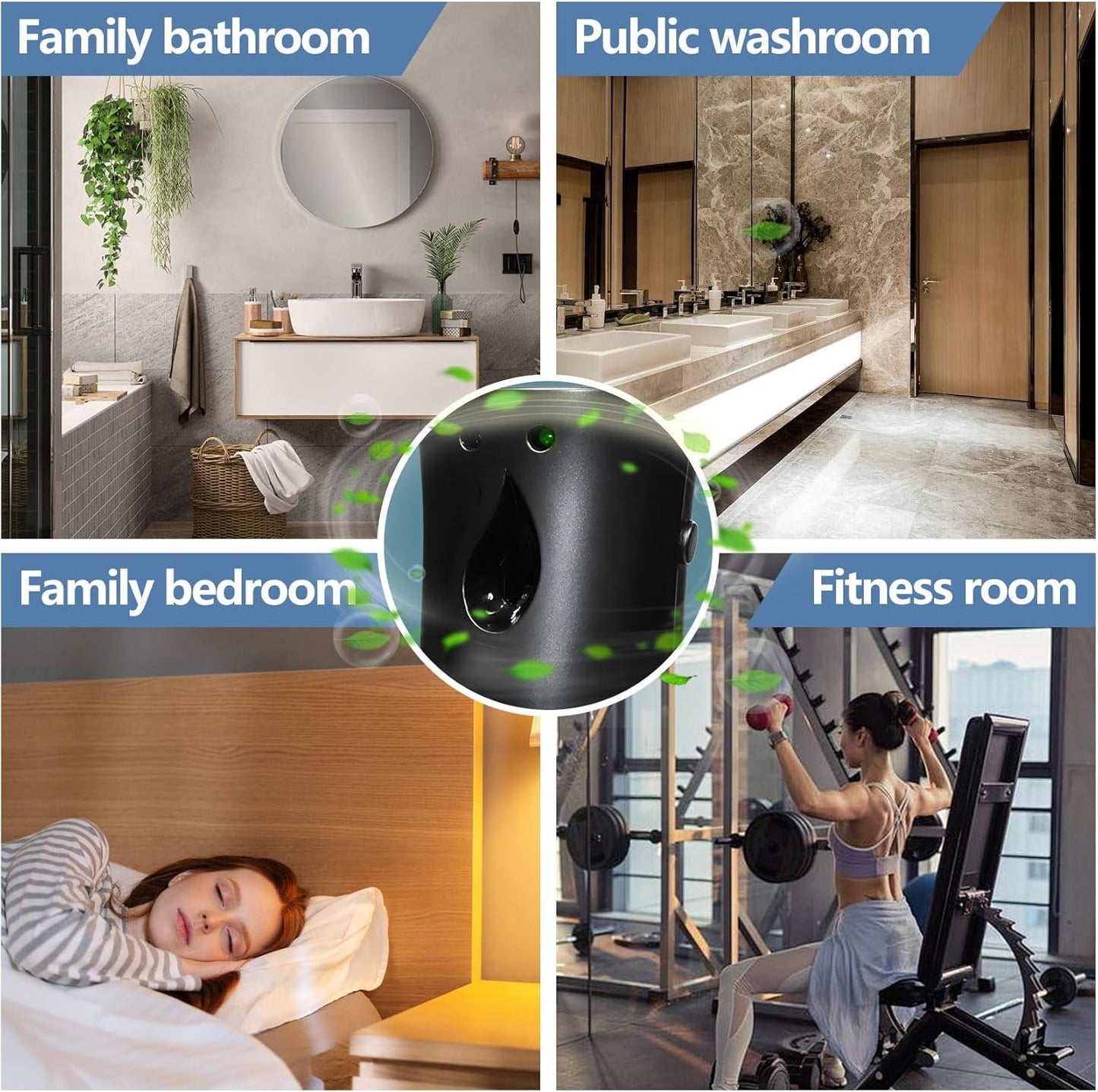 Auto Air Freshener Spray Dispenser,Free Standing or Wall Mounted,Timed sprayer with Remote control Adjustable Aromatherapy Machines for Home,Bathrooms,Offices,Hotels and Commercial Places (Black)