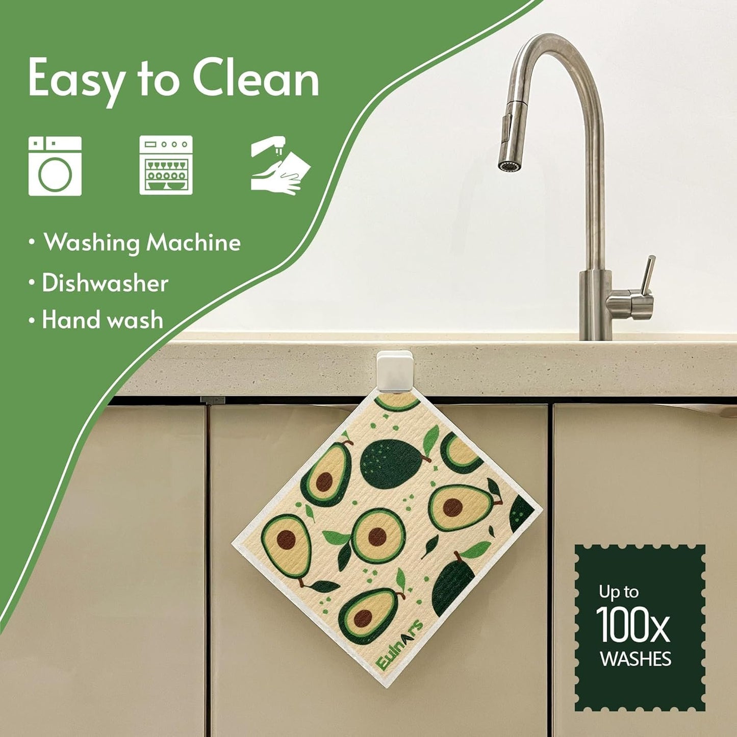 Eulnars Swedish Dish Cloth, 8 Pack Fruit Swedish Dishcloths for Kitchen, Reusable Paper Towels Washable, Biodegradable, Non-Scratch Cellulose Sponge Cloths, No Odor