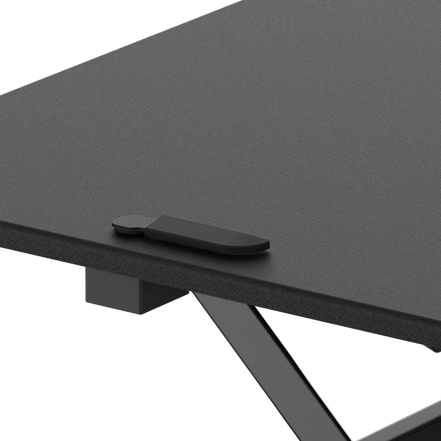 SHW Standing Desk Converter 36-Inch Pneumatic Height Adjustable with Monitor Riser, Black
