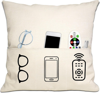 Bommex Funny Double-Face Pillow Case with Pockets for Aunt - Birthday Gift, Mother's Day, Christmas Gift from Nephew