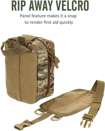 ifak molle First aid Bag EMT Tactical Pouches Rip-Away Medical Pouch Utility Rescue Emergency Trauma Accessories Tools Bag Military Belt Pouch (camo)