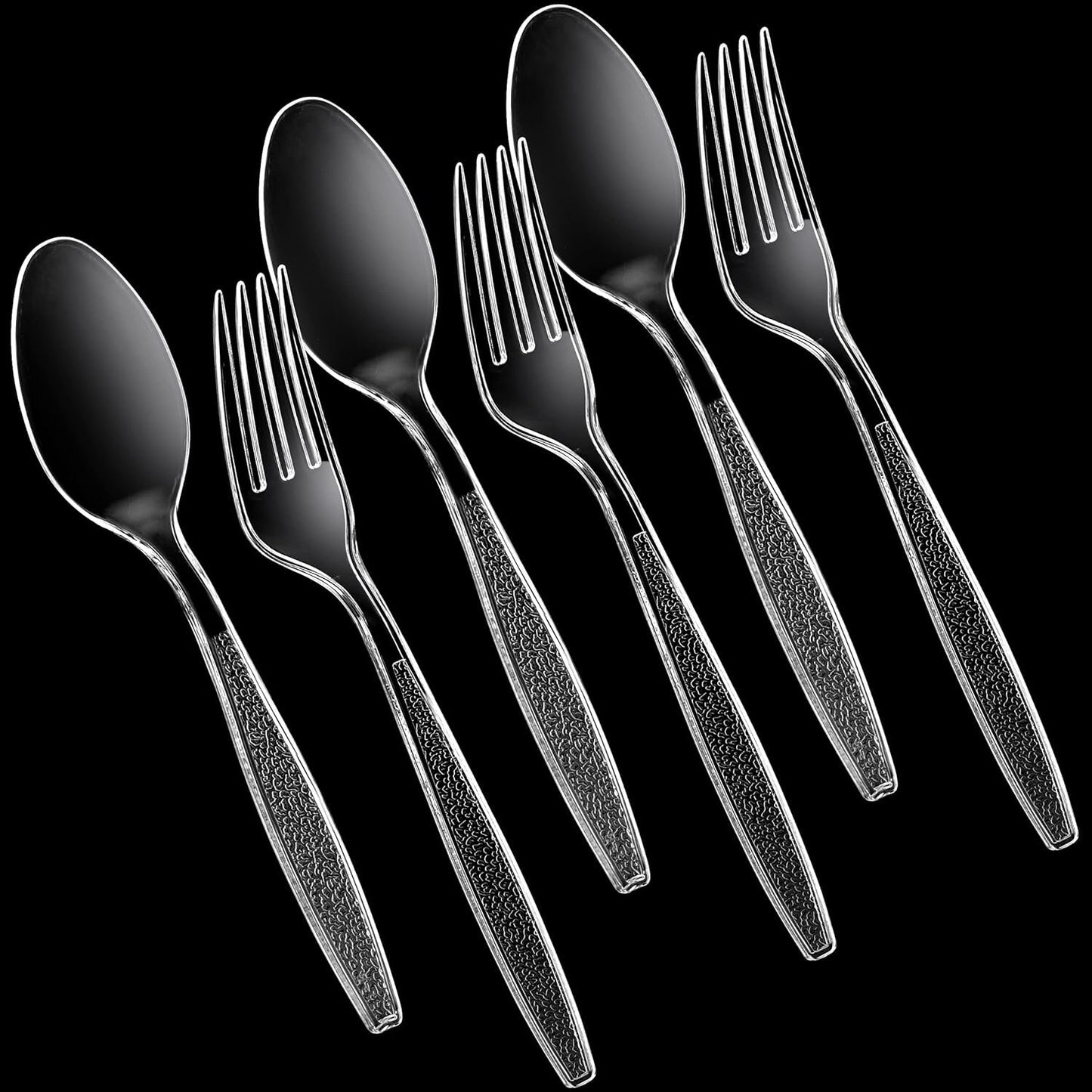 Clear Plastic Cutlery Set - (Bulk Pack 360 Pcs) Plastic Utensils Heavy Duty, 180 Plastic Forks and 180 Spoons, Silverware Sets for Party Supplies, Dinners, Take-Out, Catering, Food Services
