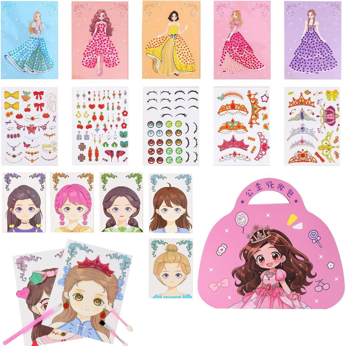 Princess Dress-up Game, Dress-up Sticker Book, Creative Makeup Game, Girls Dress-up Toys, Educational Role-Playing Toys, Fun Sticker Book for Girls, Girls Makeup Game For Girls Boys Birthdays