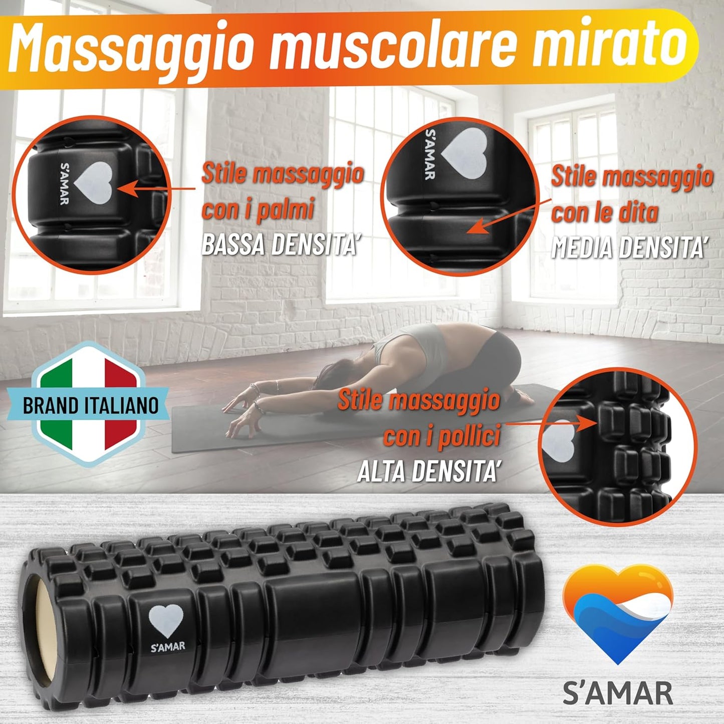 Muscle Massage Roller - Foam Roller Pilates High Density EVA - Muscle Training Roller