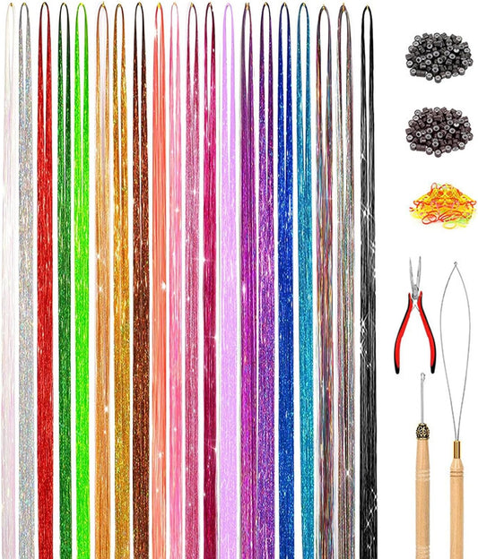 Kit Fili Luminosi Per Capelli | Set Capelli Fatati Con Filo Luccicante | Accessori Glitter Termoresistenti Per Cosplay Completi Di Attrezzi Per Natale Capodanno Matrimoni Feste A Tema Compleanni