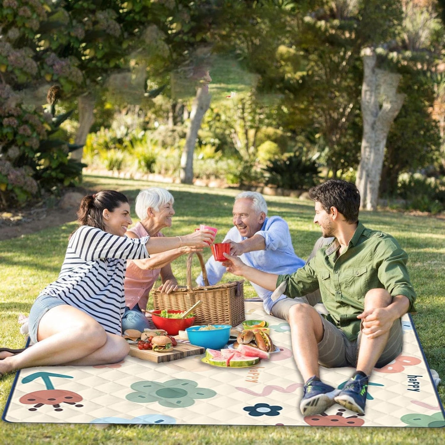 Outdoor Picnic Blanket, Camping Ground Cover, 78.74x78.74 inches Sandproof Beach Mat Large Lightweight, Travel Hiking Gear for Backpacking, Climbing, Adventures, Family, Friends