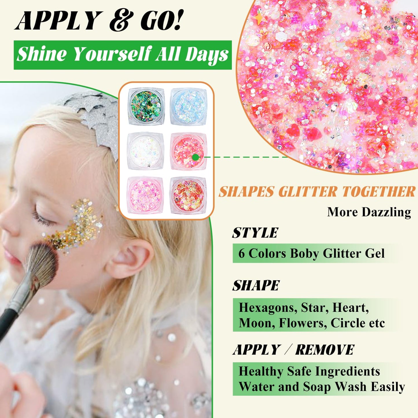 Hair Tinsel Kit With Body Glitter 18 Colors 48 Inch 9000 Strands Glitter Tinsel Hair Extensions With Tools Fairy Hair Accessories, Suitable for Festivals and Daily Use (18 Colors Hair Tinsel Kit)